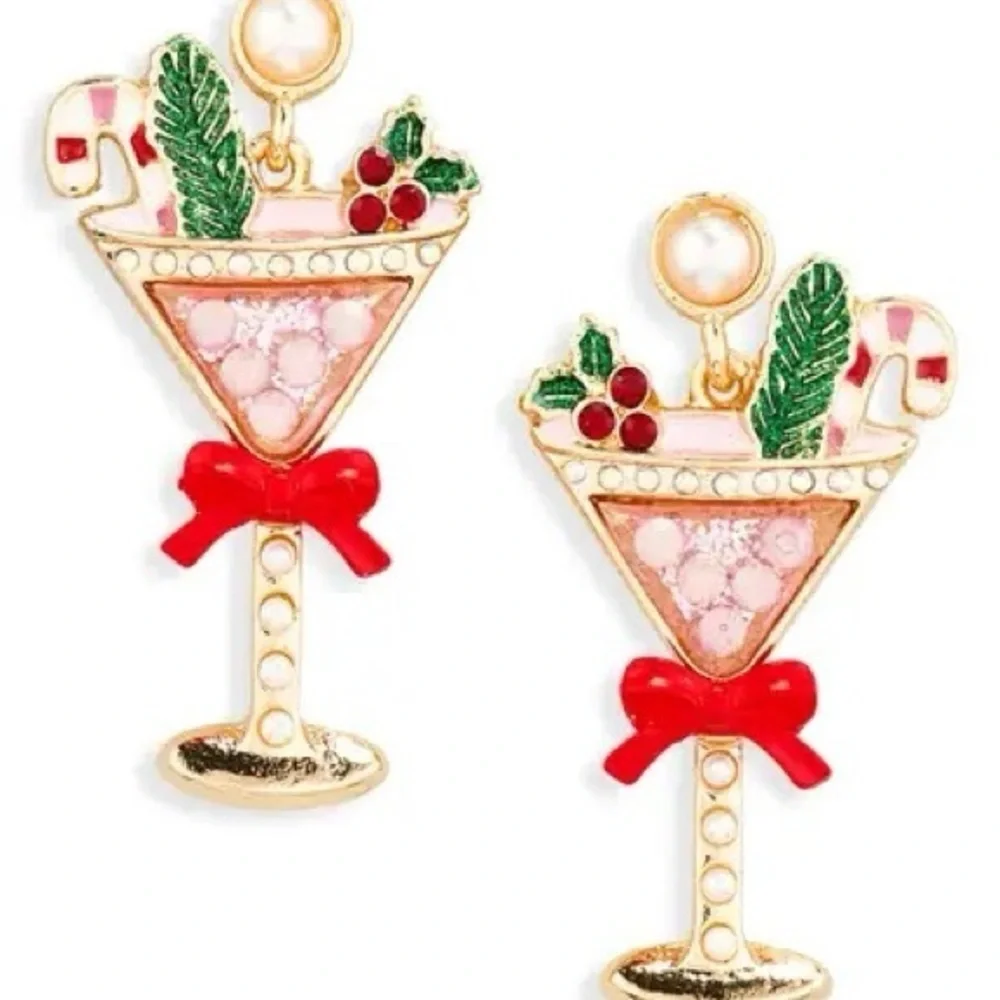 Leith Holiday Cocktail Earrings - Red, Green, Gold